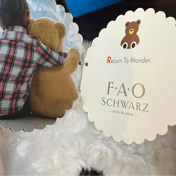NEW FAO Schwarz Large Curly White Sitting Bear Plush - Return To Wonder - Picture 12 of 13